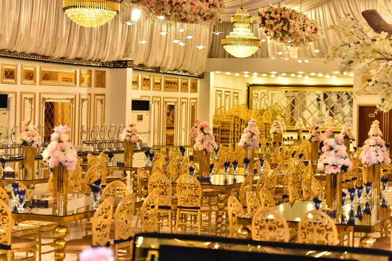 Gold seating across the floor