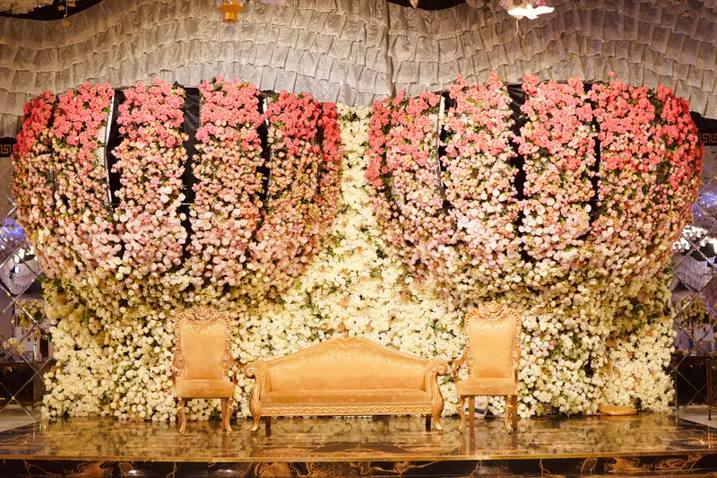 Flower stage and gold seating