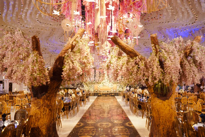 Blossom trees down the aisle
